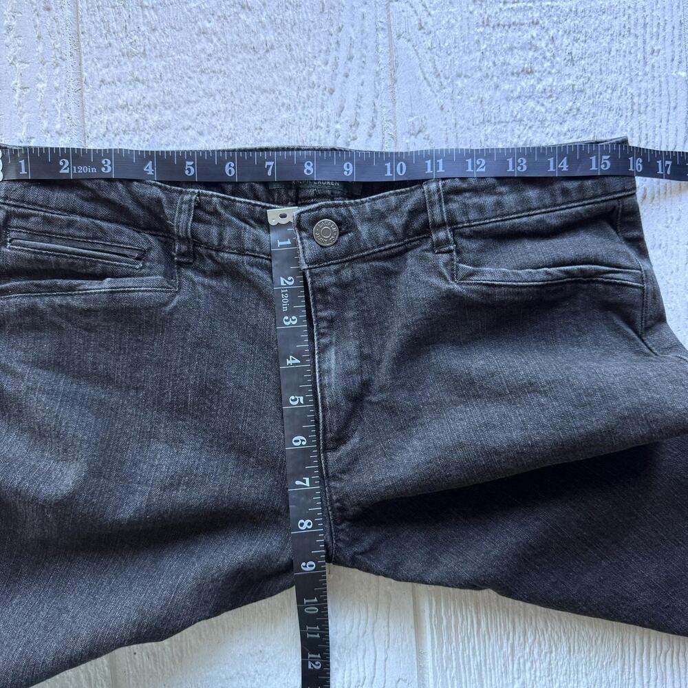 Lauren Jeans Co‎ Ralph Lauren Pants Womens 8 Charcoal Denim Slim Stretch Midrise - Picture 10 of 11
